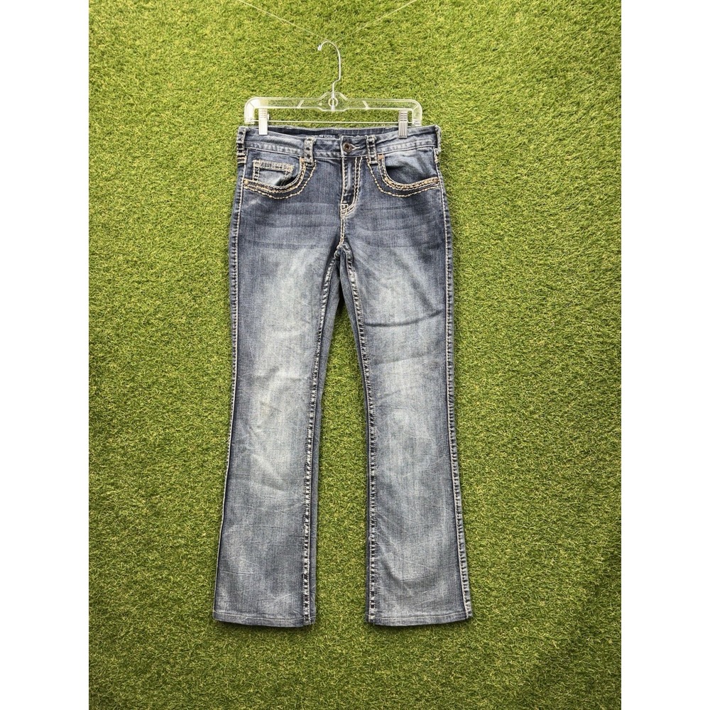 Cowgirl Tuff Co Bootcut Jeans Mens 29x33 JQueen Southwest Pockets Medium Wash